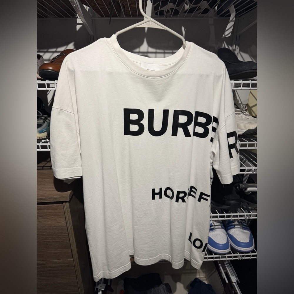 Burberry White and Black Logo T-Shirt